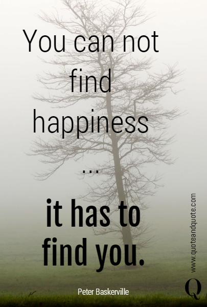You can not find happiness ... it has to find you.